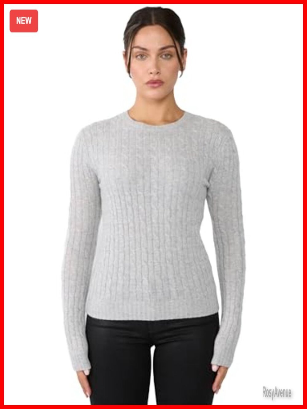 100% Cashmere Cable-Knit Crew Neck Pullover Sweater